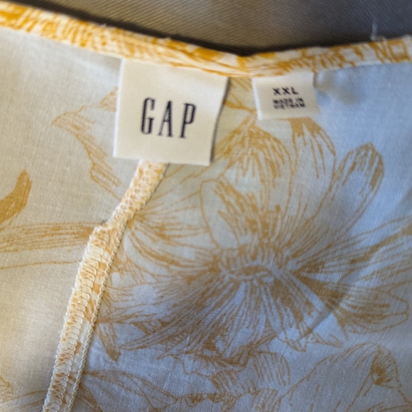 Gap Long Balloon Sleeve Yellow Floral V-neck Blouse, XXL - Picture 2 of 5